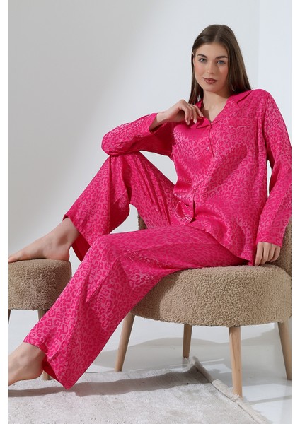 Likapashop Viskon Jakarlı Uzun Kol Pijama Takımı fiyatları