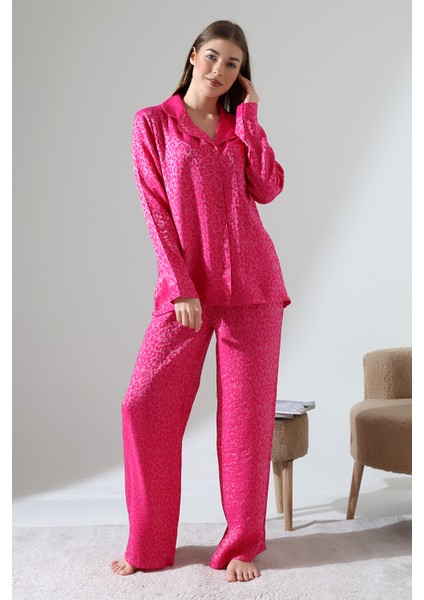 Likapashop Viskon Jakarlı Uzun Kol Pijama Takımı fırsatları