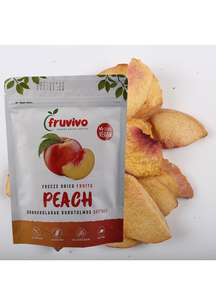 Dondurularak Kurutulmuş Şeftali 15 gr, Vegan, Glutensiz Kurutulmuş Meyveler
