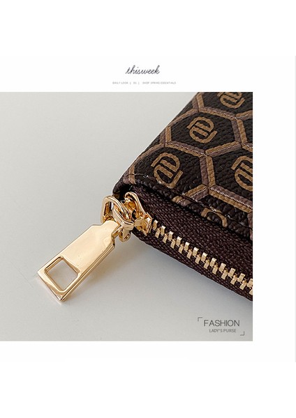 Bayanlar Uzun Cüzdan Büyük Kapasiteli Clutch Baskılı Fermuarlı Kart Tutucu Para Cüzdanı (Yurt Dışından) indirimleri