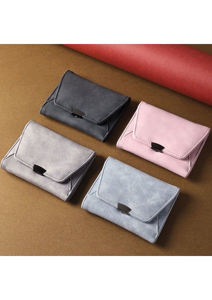 Küçük Cüzdan Kadın Kısa Retro Nubuck Deri Madeni Para Cüzdanı Kart Tutucu Hepsi Bir Arada Kompakt Cüzdan (Yurt Dışından)