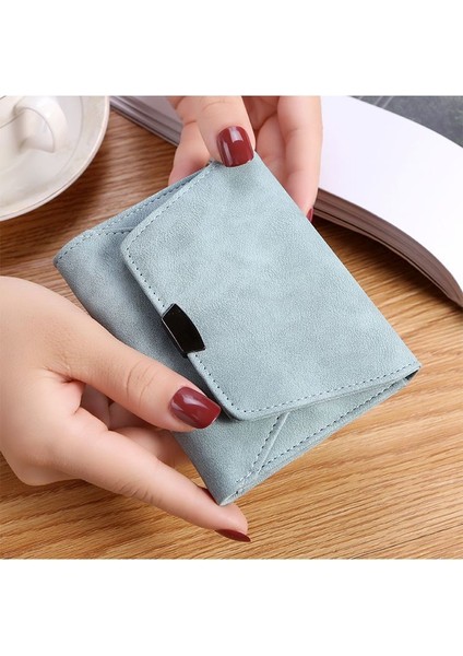 Küçük Cüzdan Kadın Kısa Retro Nubuck Deri Madeni Para Cüzdanı Kart Tutucu Hepsi Bir Arada Kompakt Cüzdan (Yurt Dışından)