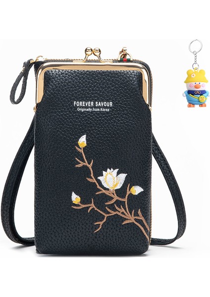 Nakış Niche Çanta Cüzdan Kadın Mini Telefon Çantası Crossbody Uzun Moda Bayan Cüzdan (Yurt Dışından)