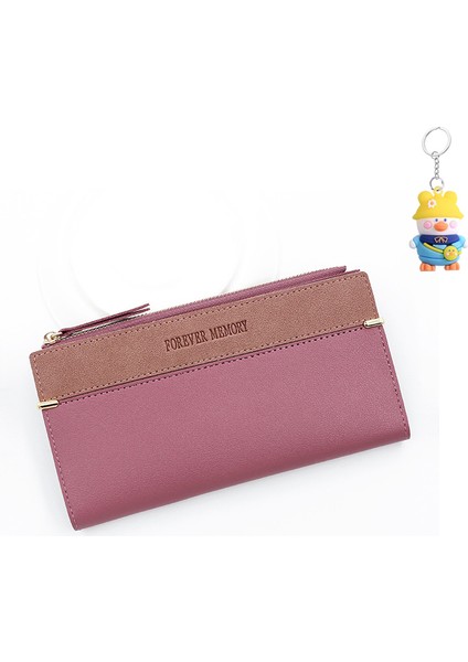 Bayanlar Uzun Cüzdan Deri Düz Renkli Cüzdan Çoklu Kart Yuvası Para Cüzdanı Clutch Kart Tutucu Depolama Çantası (Yurt Dışından)