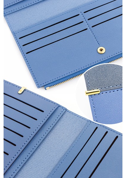 Bayanlar Uzun Cüzdan Deri Düz Renkli Cüzdan Çoklu Kart Yuvası Para Cüzdanı Clutch Kart Tutucu Depolama Çantası (Yurt Dışından) fiyatları