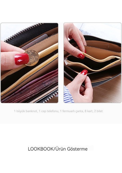 Bayan Cüzdan Kadın Fermuarlı Bilek Çantası Kullanışlı Çok Fonksiyonlu Kart Yuvası Para Cüzdanı Kart Tutucu (Yurt Dışından) fırsatları