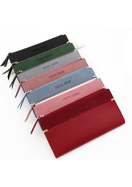 Bayanlar Uzun Cüzdan Deri Düz Renkli Cüzdan Çoklu Kart Yuvası Para Cüzdanı Clutch Kart Tutucu Depolama Çantası (Yurt Dışından) fırsatları