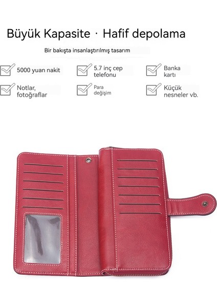 Uzun Cüzdan Kadın Retro Içi Boş Cüzdan Büyük Kapasiteli Cep Telefonu Çantası (Yurt Dışından) fiyatları