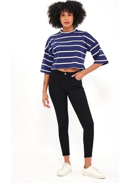 Çizgili Crop T-Shirt (B23-00151)