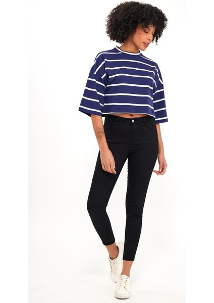 Çizgili Crop T-Shirt (B23-00151)