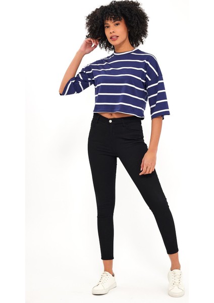 Çizgili Crop T-Shirt (B23-00151)