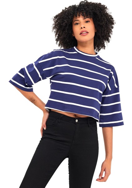 Çizgili Crop T-Shirt (B23-00151)