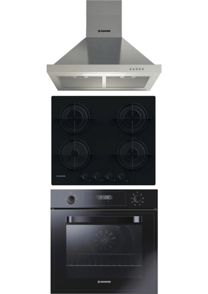 Siyah & Inox Piramit Ankastre Set (HCH6MXTK-HVW6MBB-3051B)