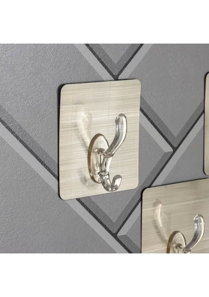 6lı Gold Kanca Askı Güçlü Yapışkanlı Mutfak Banyo Askısı