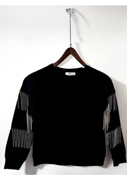 Kız Çocuk Yüzde Yüz Pamuklu Iki Iplik Zincir Detaylı Sweatshirt