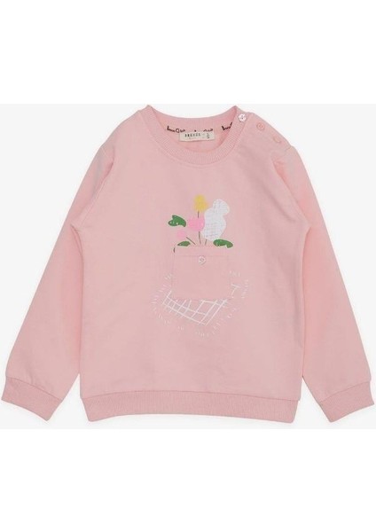 Kız Çocuk Pamuklu Cep Detaylı Sweatshirt