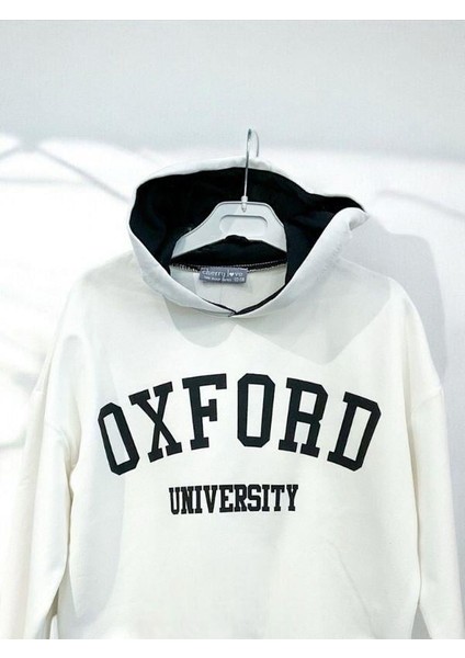 Kız Çocuk Pamuklu Oxford Yazılı Kısa Kapüşpnlu Sweatshirt modelleri