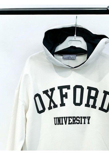 Kız Çocuk Pamuklu Oxford Yazılı Kısa Kapüşpnlu Sweatshirt fırsatları