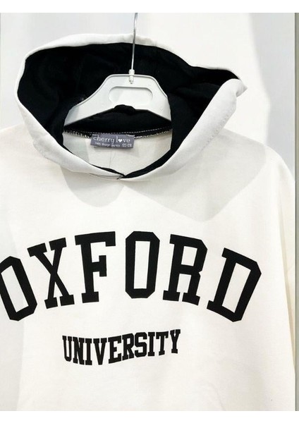Kız Çocuk Pamuklu Oxford Yazılı Kısa Kapüşpnlu Sweatshirt indirimleri