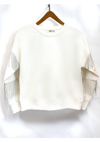 Kız Çocuk Yüzde Yüz Pamuklu Iki Iplik Zincir Detaylı Sweatshirt fiyatları