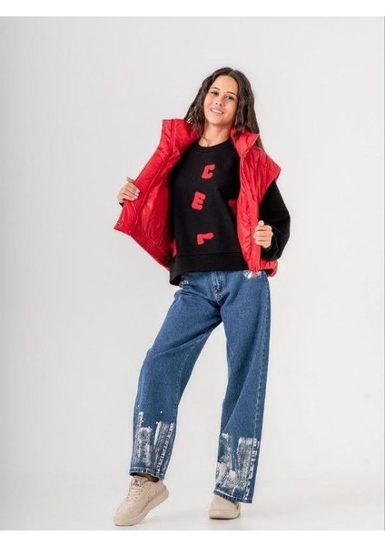 Kız Çocuk Mevsimlik Harf Aplikeli 3 Iplik Sweatshirt modelleri