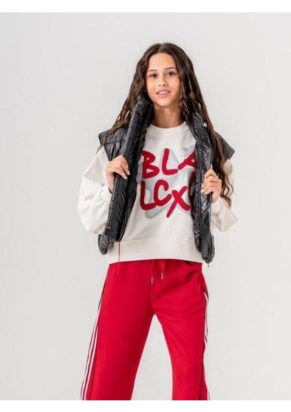 Kız Çocuk Black Yazılı Sweatshirt