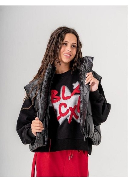 Kız Çocuk Black Yazılı Sweatshirt