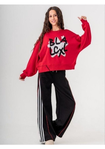 Kız Çocuk Black Yazılı Sweatshirt