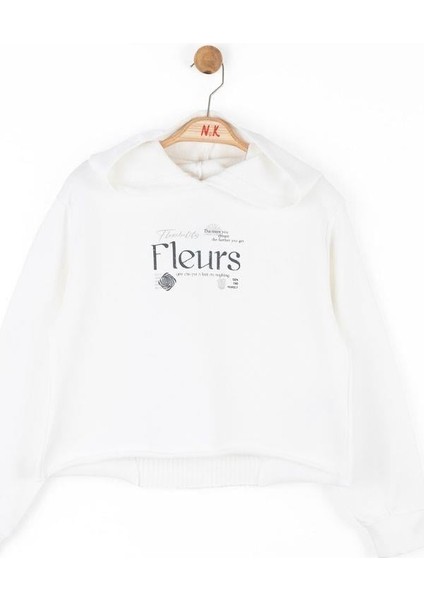 Kız Çocuk Pamuklu Sırtı Tirko Detaylı Fleurs Sweatshirt fırsatları