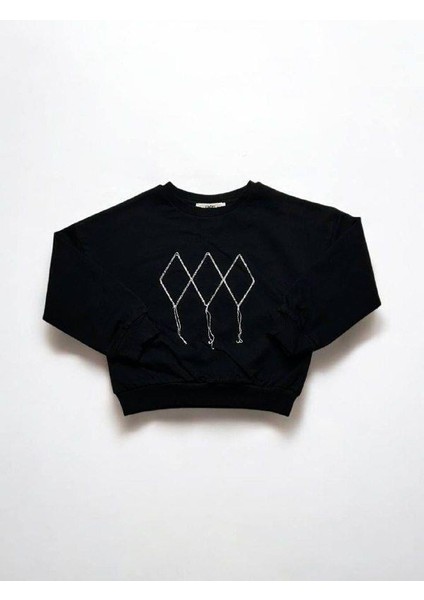 Kız Çocuk Mevsimlik Pamuklu Iki Iplik Zincirli Sweatshirt