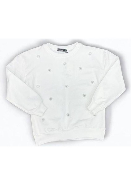 Kız Çocuk Pamuklu Inci Işlemeli Ince Sweatshirt modelleri