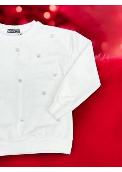 Kız Çocuk Pamuklu Inci Işlemeli Ince Sweatshirt indirimleri