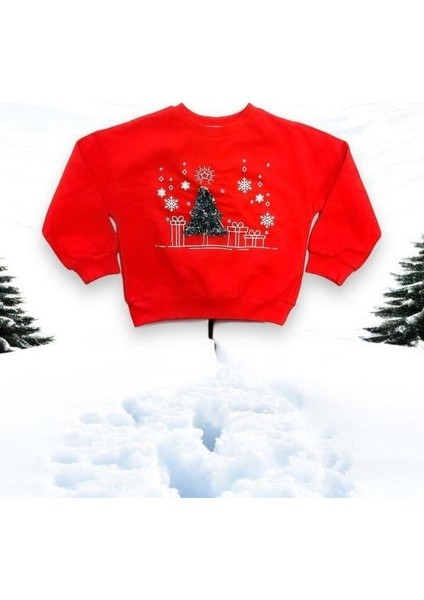 Kız Çocuk Yılbaşı Temalı Ağaçlı Sweat