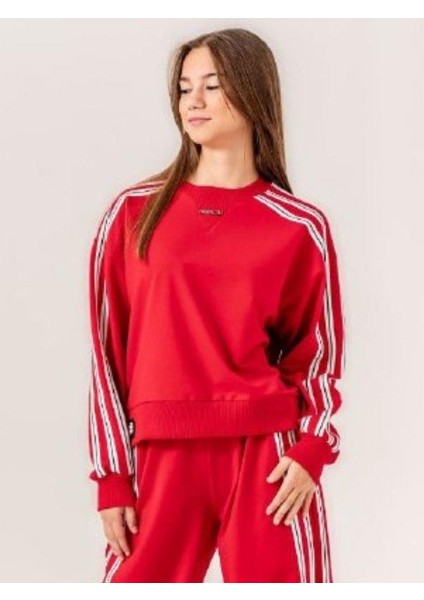 Kız Çocuk 2 Iplik 3 Şeritli Sweatshirt