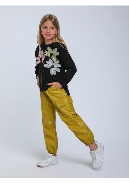Kız Çocuk Çiçek Işlemeli Tasarım Sweatshirt