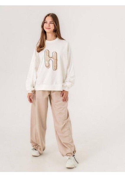 Kız Çocuk 2 Iplik H Nakışlı Sweatshirt