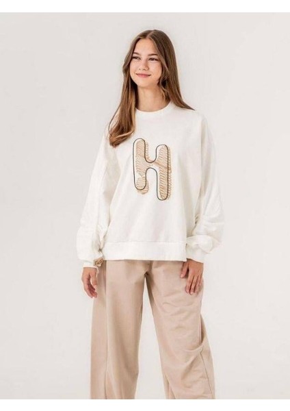 Kız Çocuk 2 Iplik H Nakışlı Sweatshirt fiyatları