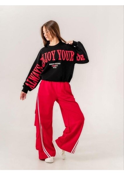 Kız Çocuk Enjoy Baskılı 2 Iplik Sweatshirt