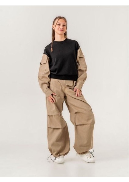 Kız Çocuk Gabardin Kol 2 Iplik Sweatshirt