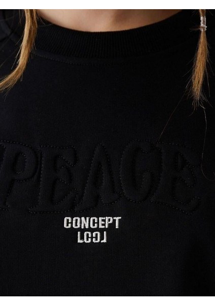 Kız Çocuk Peace Yazılı Tasarım Sweatshirt modelleri