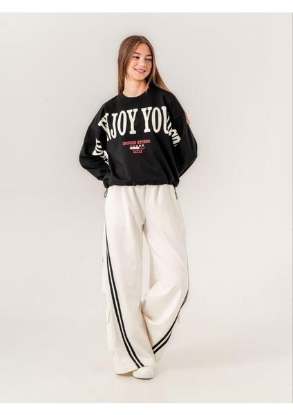 Kız Çocuk Enjoy Baskılı 2 Iplik Sweatshirt