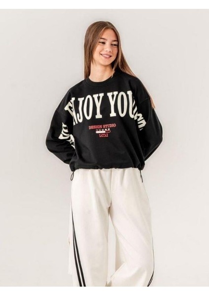 Kız Çocuk Enjoy Baskılı 2 Iplik Sweatshirt modelleri