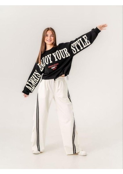 Kız Çocuk Enjoy Baskılı 2 Iplik Sweatshirt indirimleri