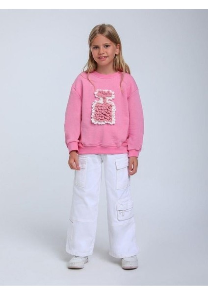 Kız Bebek Parfüm Şişesi Örgü Detaylı Sweatshirt