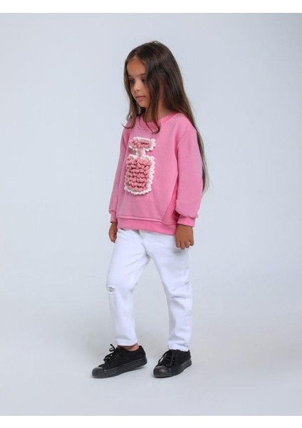 Kız Bebek Parfüm Şişesi Örgü Detaylı Sweatshirt