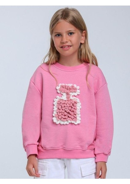 Kız Bebek Parfüm Şişesi Örgü Detaylı Sweatshirt