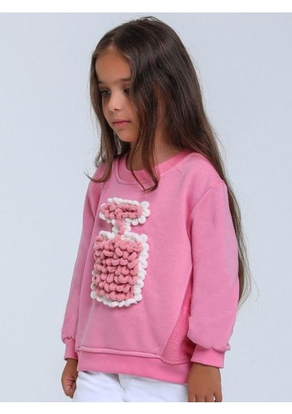 Kız Bebek Parfüm Şişesi Örgü Detaylı Sweatshirt