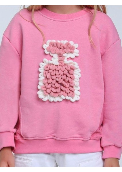 Kız Bebek Parfüm Şişesi Örgü Detaylı Sweatshirt