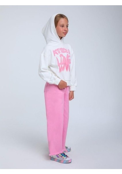 Kız Çocuk Kapüşonlu Love Yazılı Sweatshirt