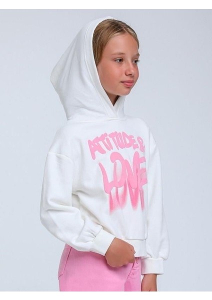 Kız Çocuk Kapüşonlu Love Yazılı Sweatshirt modelleri